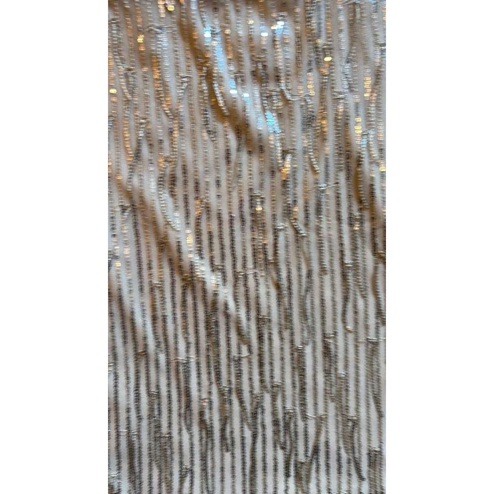 Gold Sequin One Shoulder Mini Dress with Fringe Detail Size Large - Picture 5 of 6